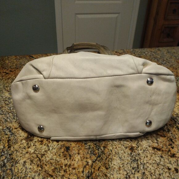 Coach North South Soho Satchel Off White w Gold Metallic Handles Hobo Bag F17216 - Picture 5 of 11